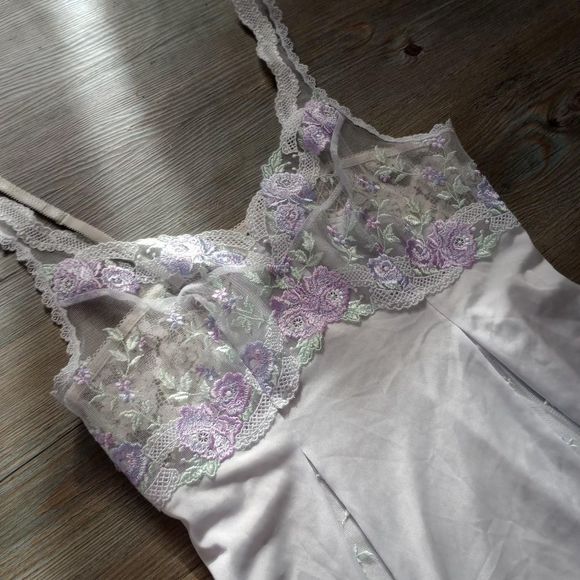 Sheer Floral Pastel Lavender Coquette Slip Dress - Picture 3 of 3
